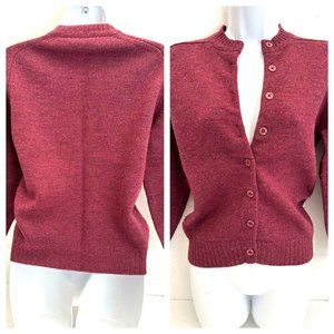 Hickory House 100% Virgin Wool Vintage Cardigan Made Size Medium (36) Burgandy